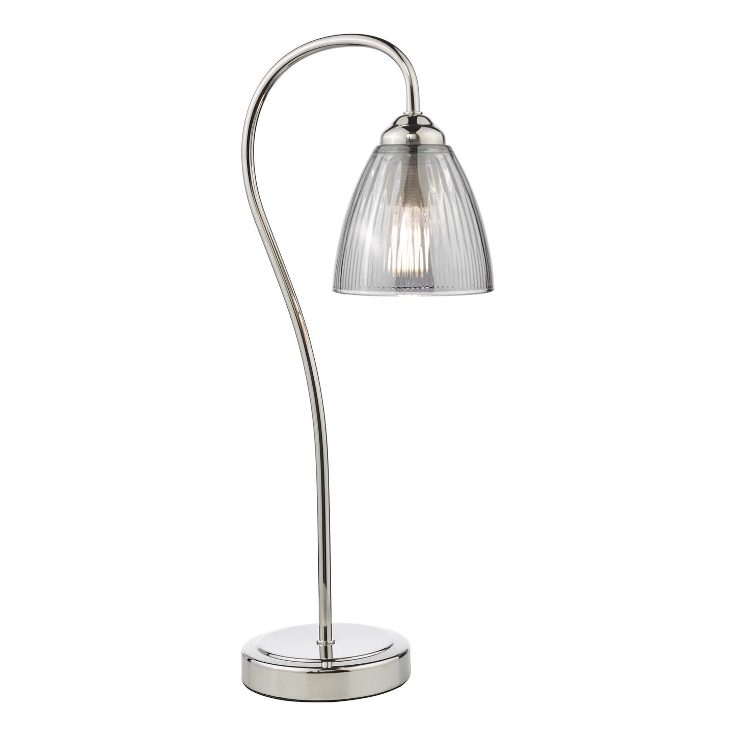 Glynis Table Lamp Polished Nickel and Smoked Ribbed Glass