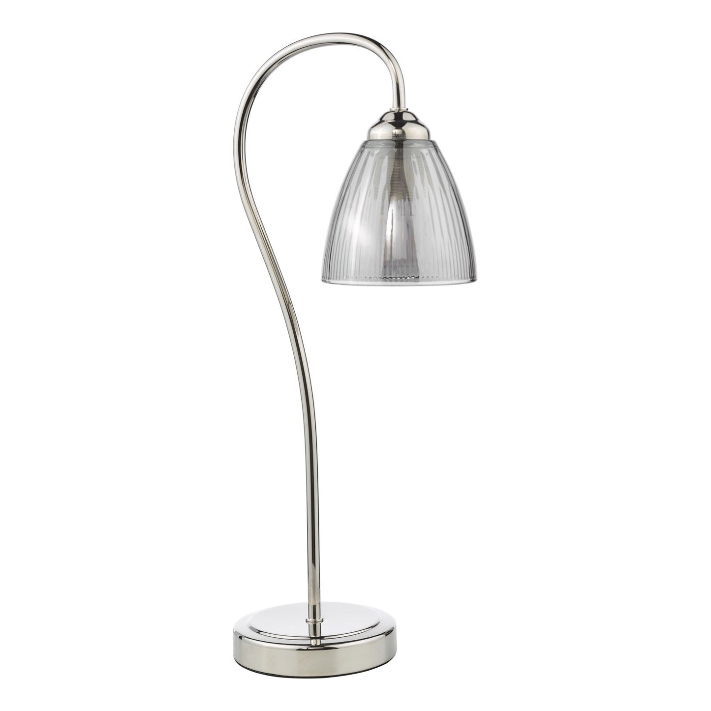 Glynis Table Lamp Polished Nickel and Smoked Ribbed Glass