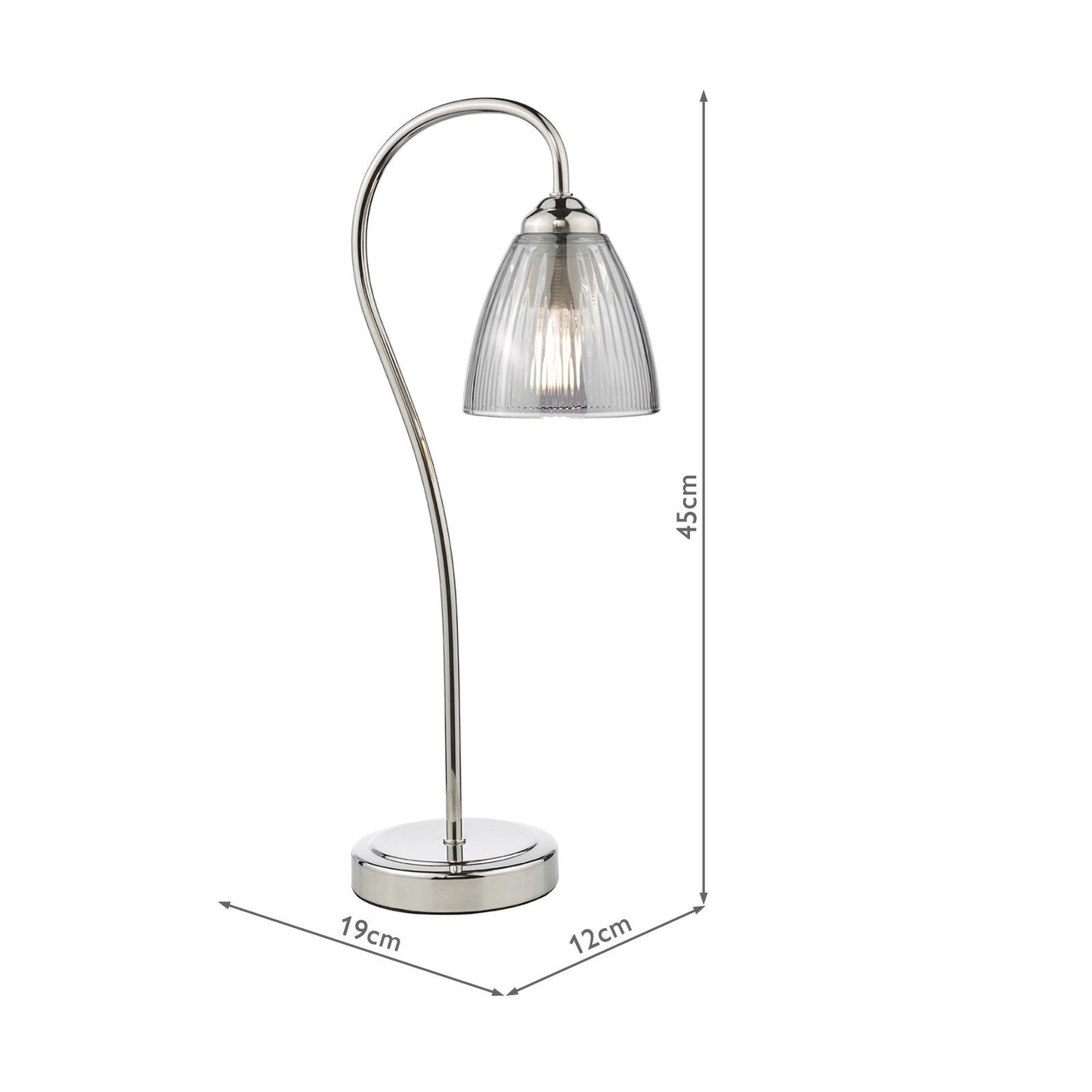 Glynis Table Lamp Polished Nickel and Smoked Ribbed Glass