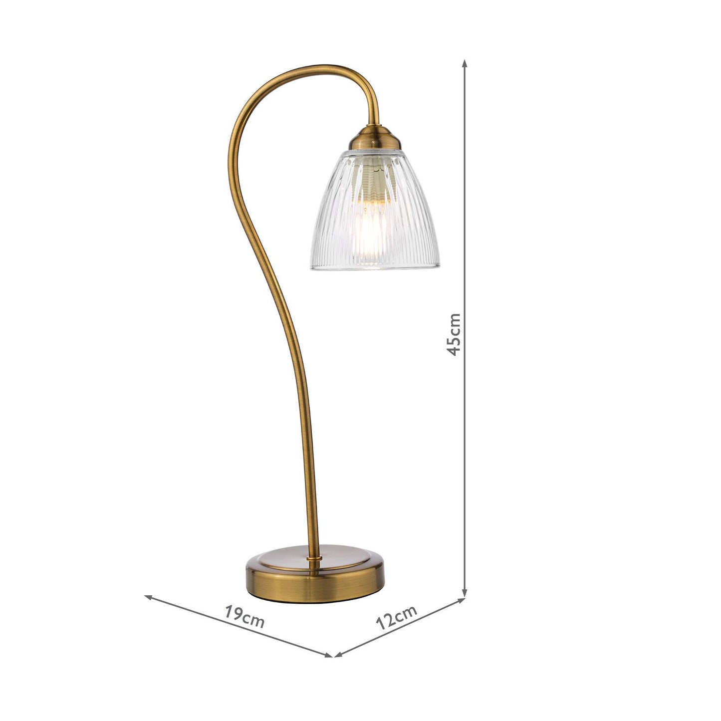 Glynis Table Lamp Antique Bronze and Ribbed Glass