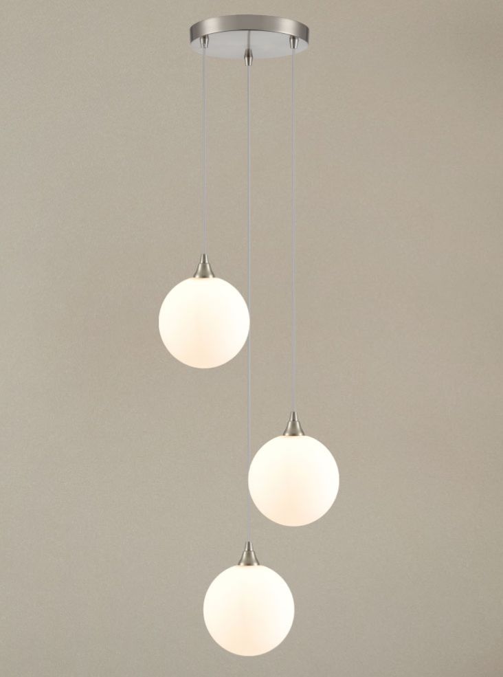 Galaxy 3 Light Spreader in satin nickel with matt opal glass