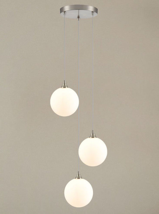 Galaxy 3 Light Spreader in satin nickel with matt opal glass