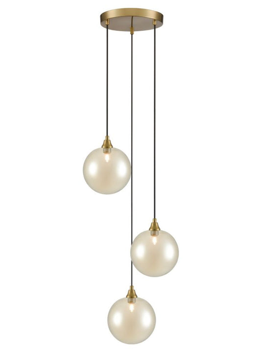 Galaxy 3 Light Spreader in aged brass with amber glass