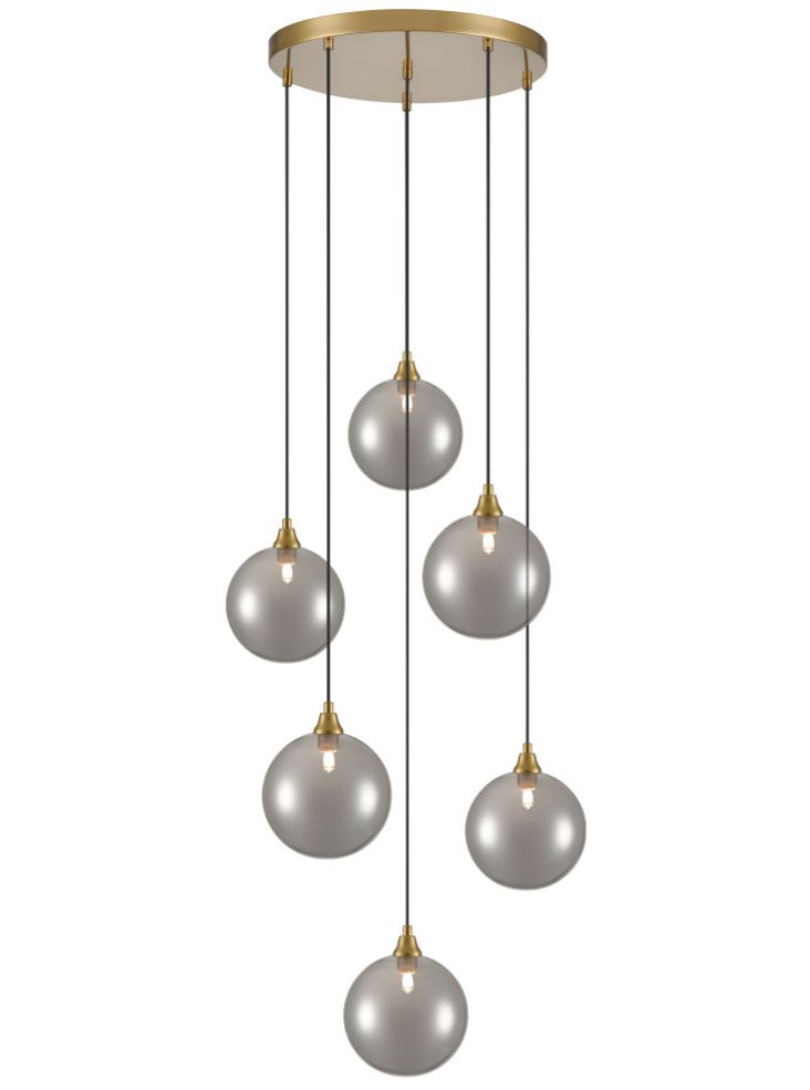 Galaxy 6 Light Spreader in aged brass with smoked glass