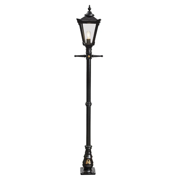 Victorian Traditional Cast Iron Lamp Post - Gloss Black - 2.3m - Harte