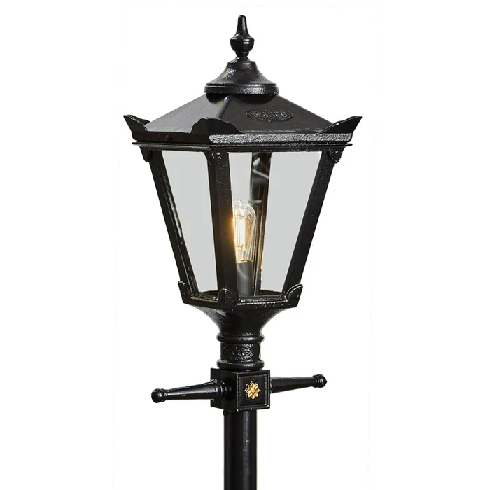 Victorian Traditional Cast Iron Lamp Post - Gloss Black - 2.3m - Harte