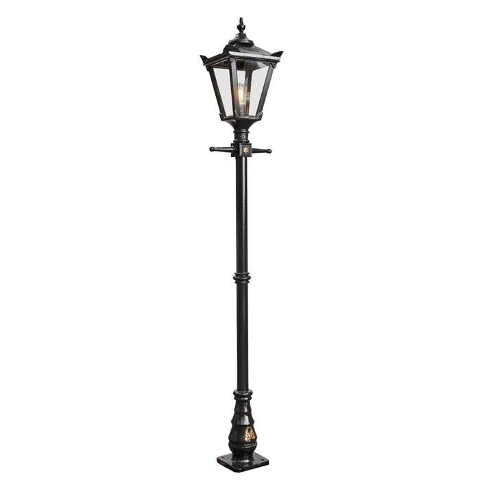 Victorian Traditional Cast Iron Lamp Post - Gloss Black - 2.3m - Harte
