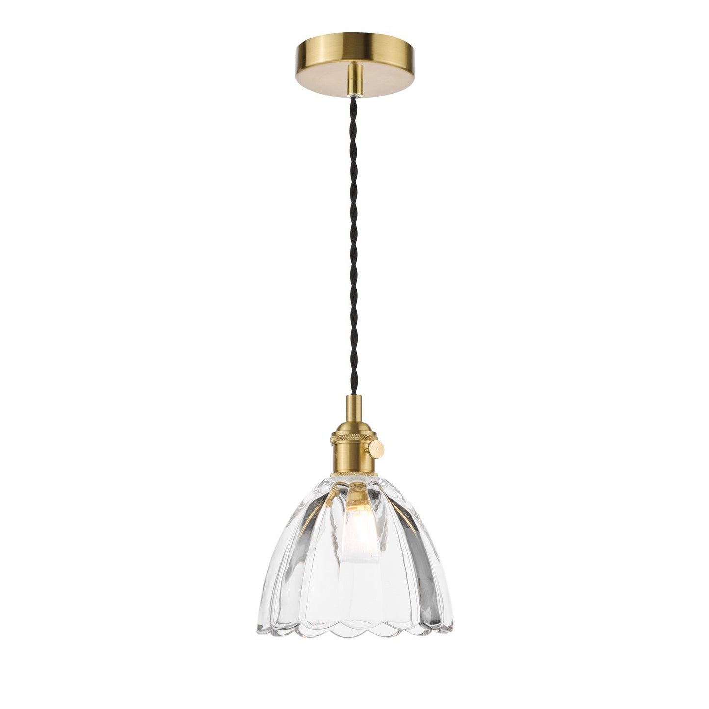 Hadano Pendant Natural Brass and Scalloped Bell Glass