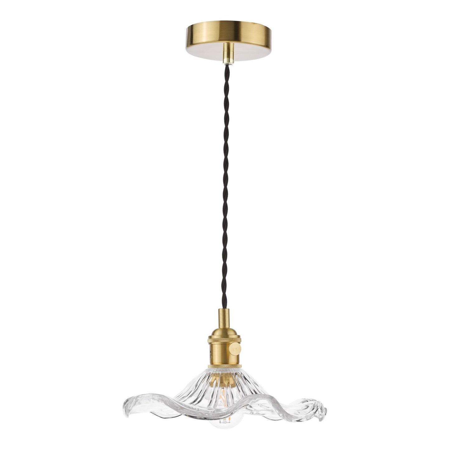 Hadano Pendant Natural Brass and Wavy Glass