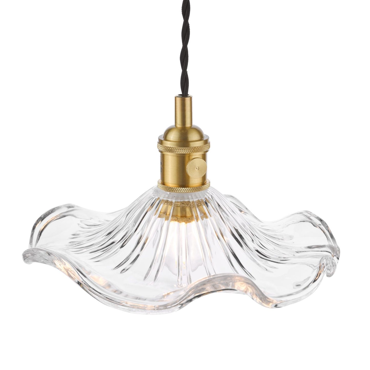 Hadano Pendant Natural Brass and Wavy Glass