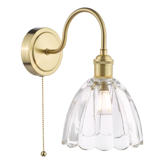 Hadano Wall Light Natural Brass and Scalloped Bell Glass