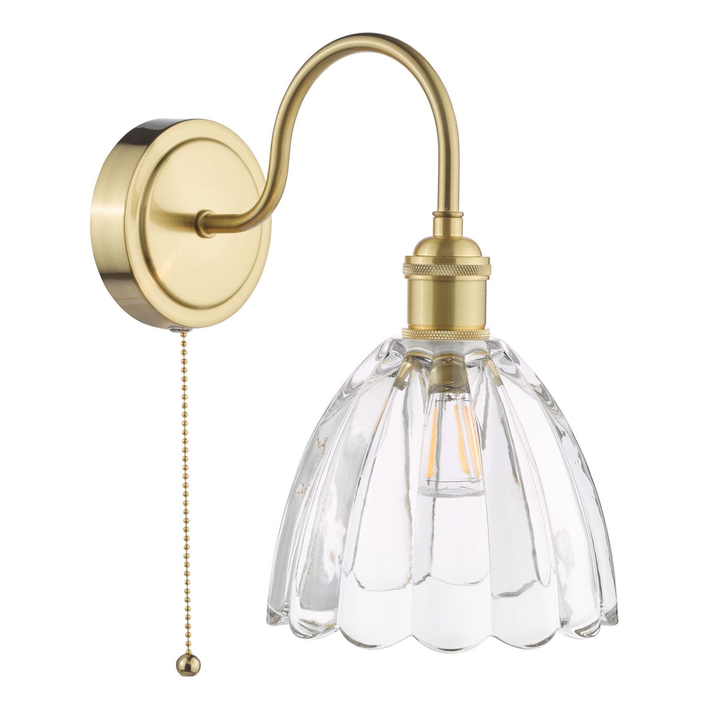 Hadano Wall Light Natural Brass and Scalloped Bell Glass