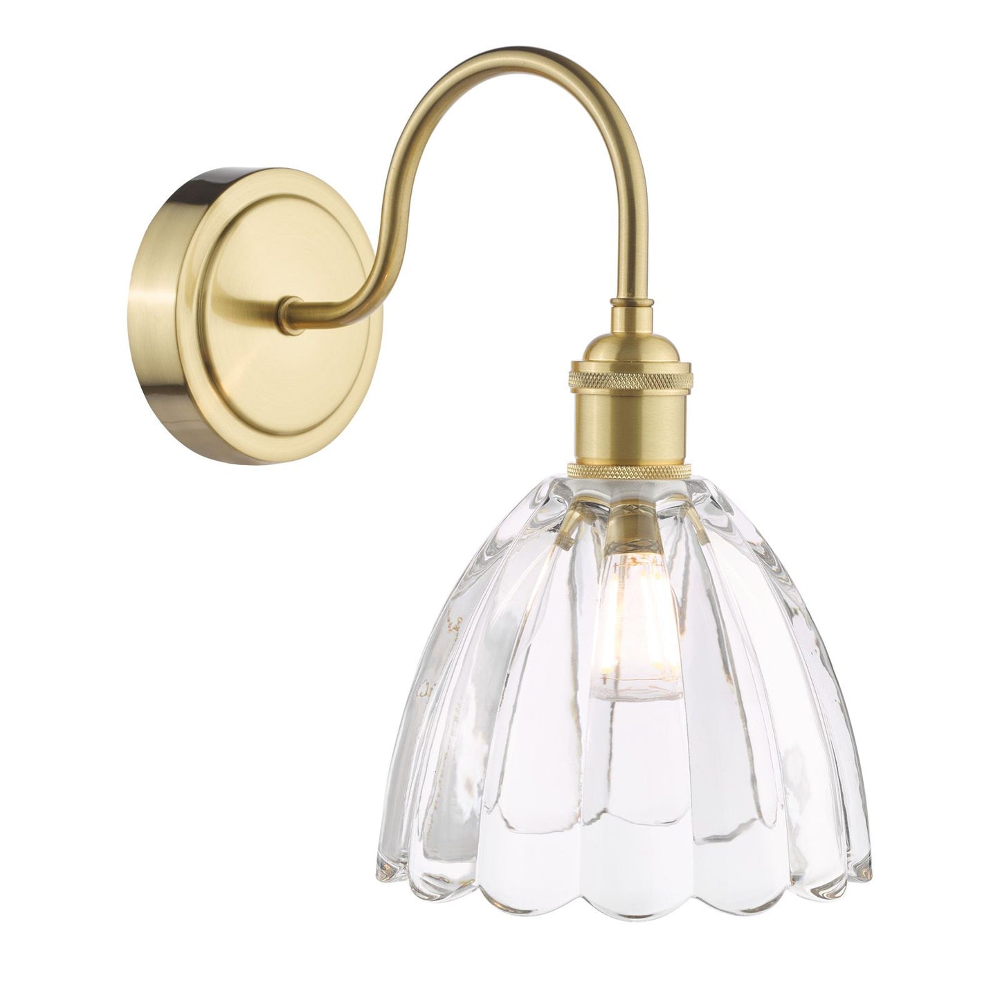 Hadano Wall Light Natural Brass and Scalloped Bell Glass