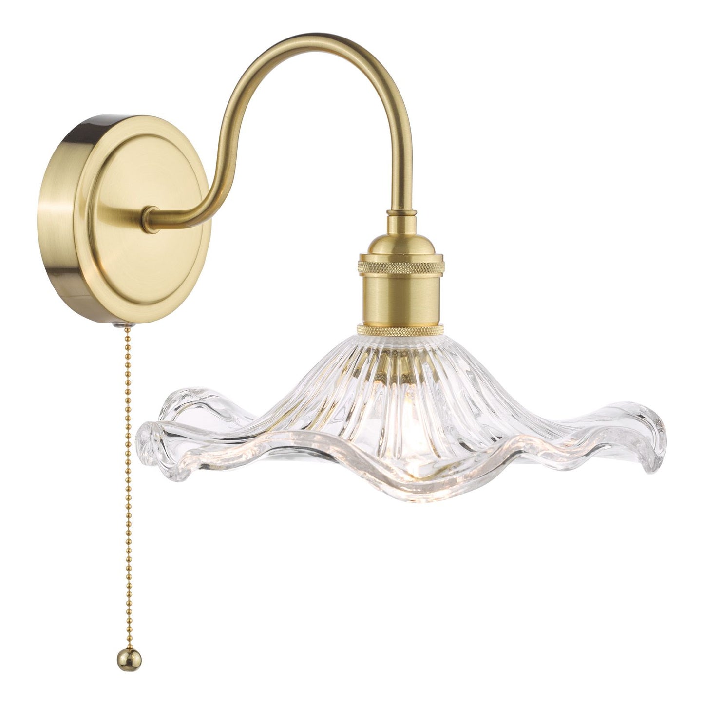 Hadano Wall Light Natural Brass and Wavy Glass