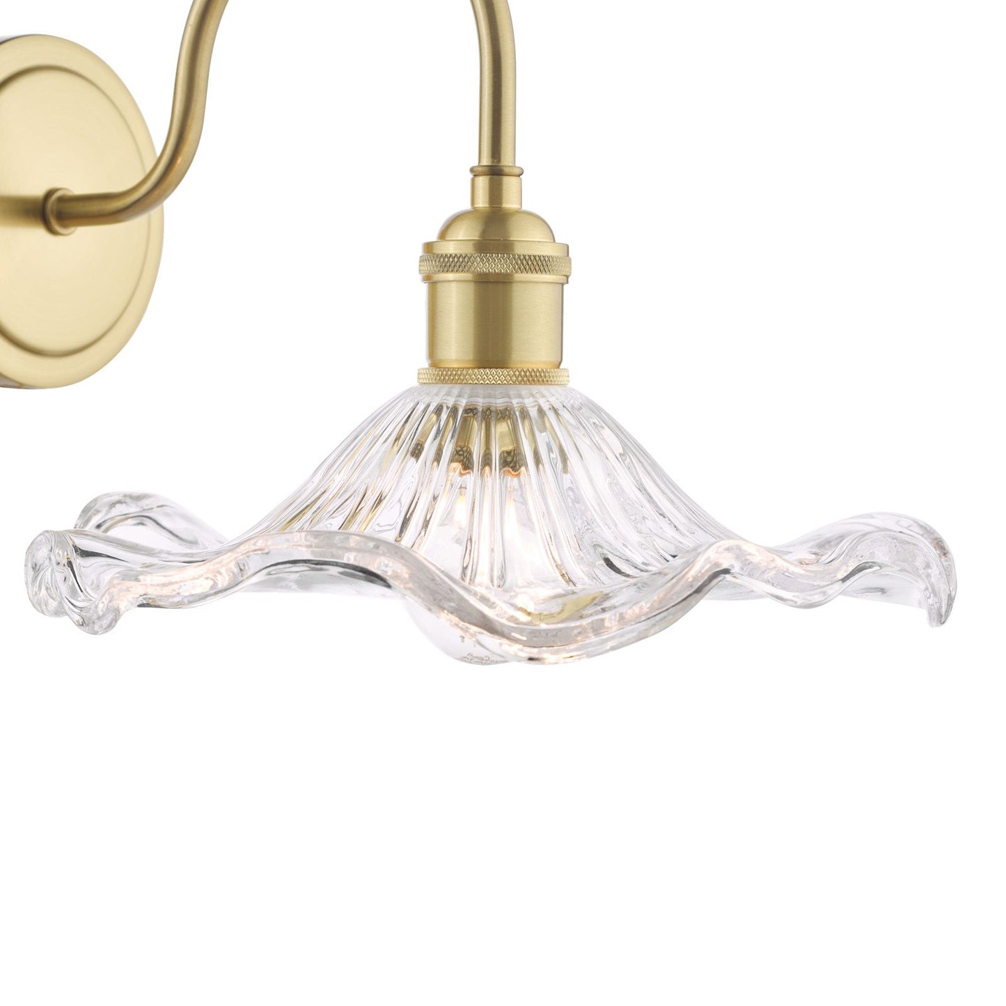 Hadano Wall Light Natural Brass and Wavy Glass