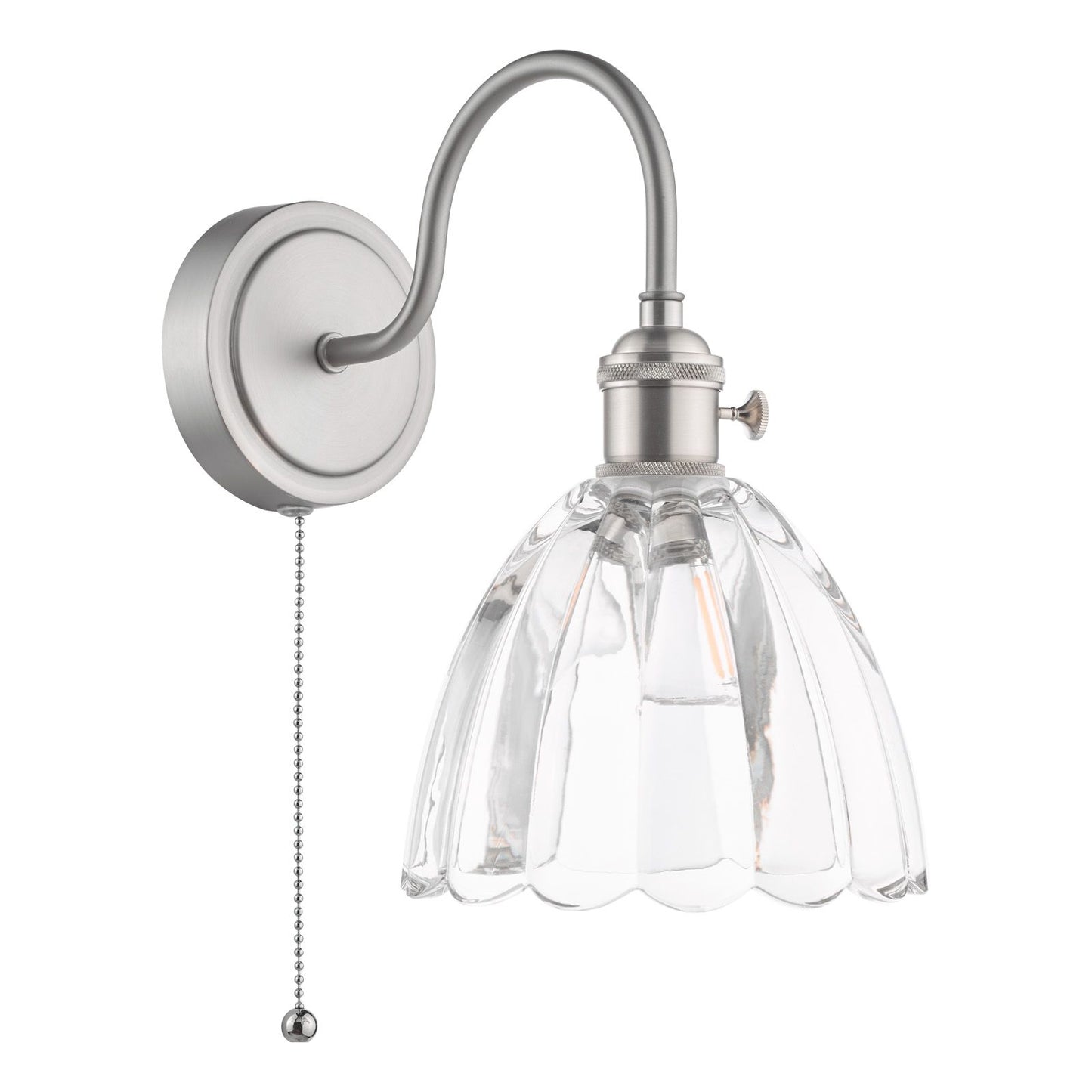 Hadano Wall Light Antique Chrome and Scalloped Bell Glass