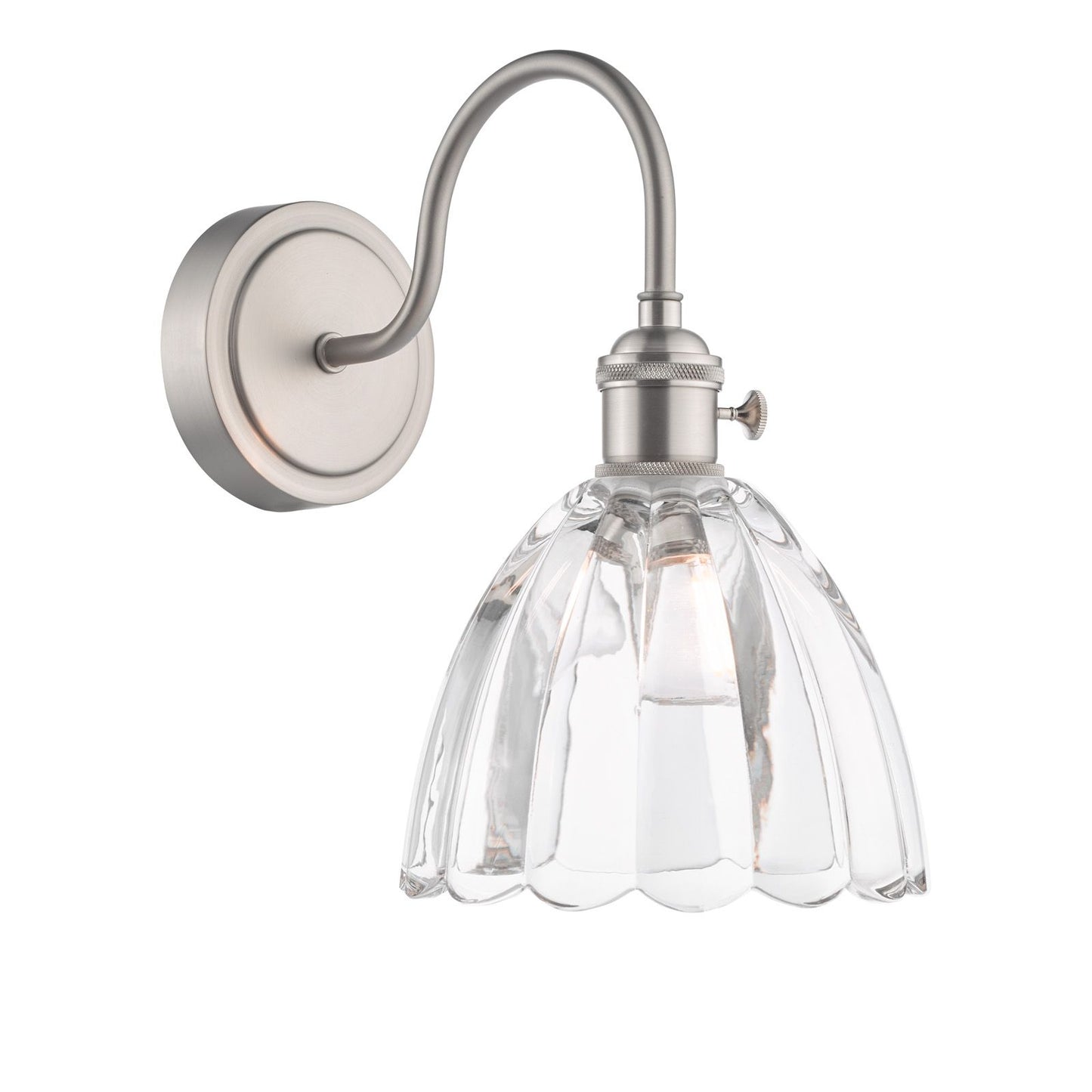 Hadano Wall Light Antique Chrome and Scalloped Bell Glass