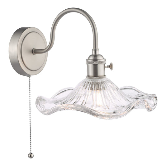 Hadano Wall Light Antique Chrome and Wavy Glass