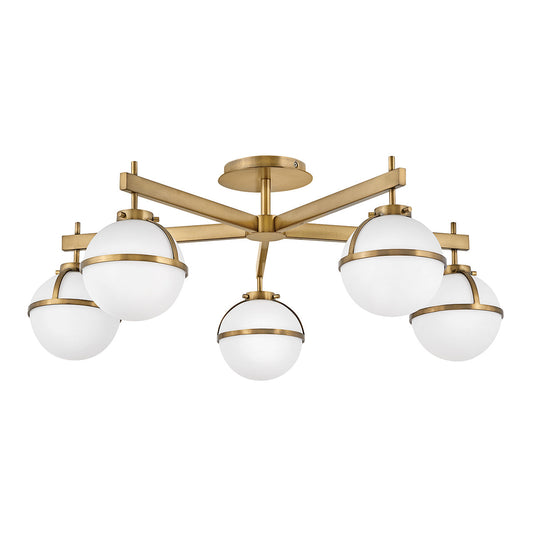 Hollis 5 Light Semi Flush – Heritage Brass