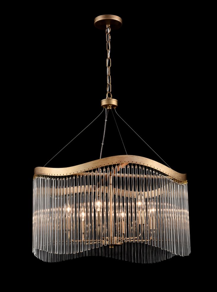 Harp 6lt Pendant in Aged Brass