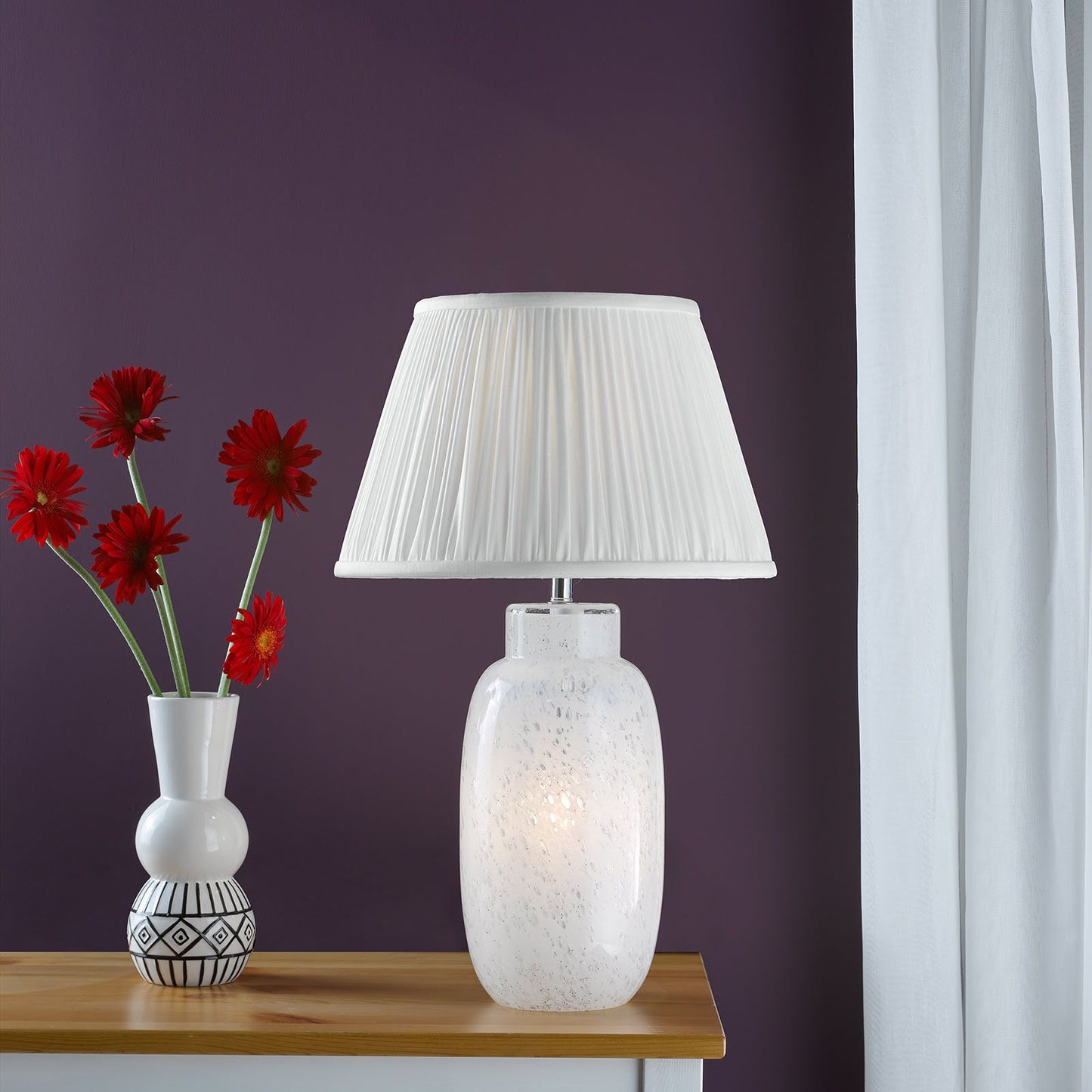 Ileana Table Lamp White Glass With Shade