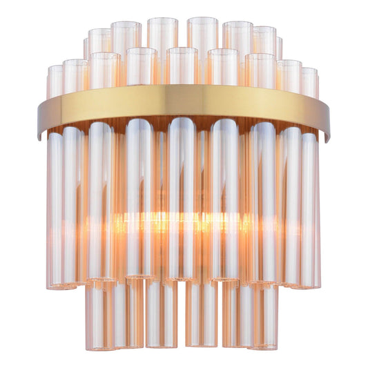 Imani 2 Light Wall Light Natural Brass and Champagne Glass