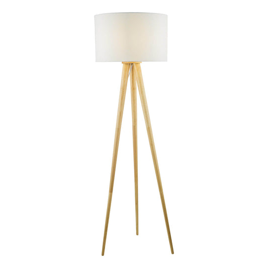 Ivor Tripod Floor Lamp Light Oak With Shade