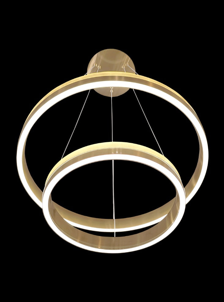 Eternity Double Tiered Satin Brass LED Pendant