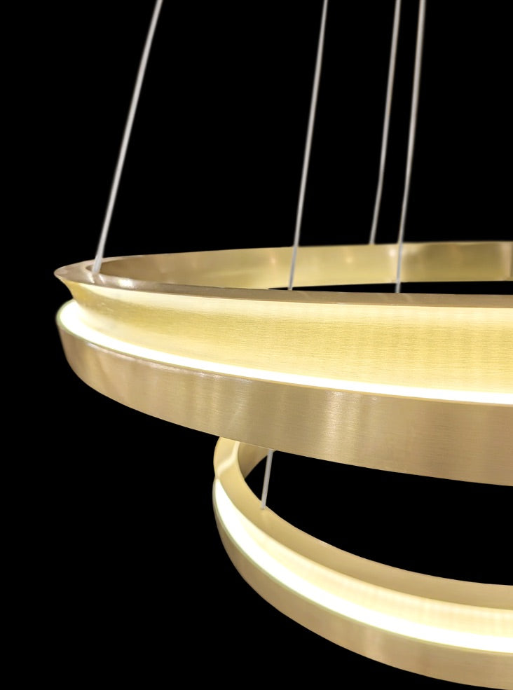 Eternity Double Tiered Satin Brass LED Pendant