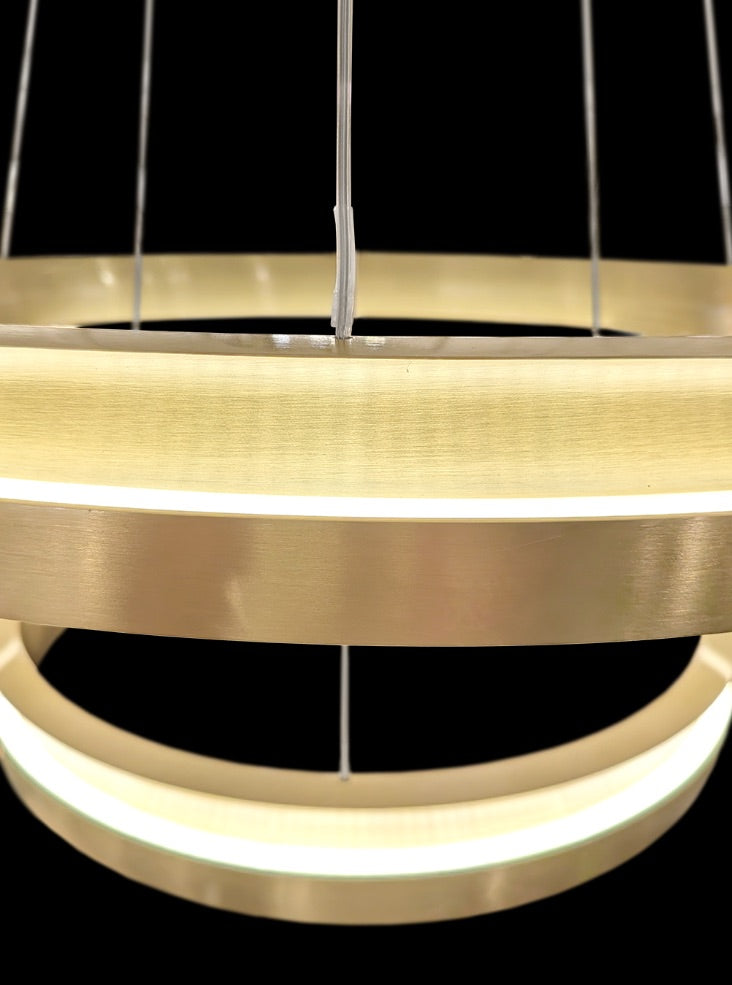 Eternity Double Tiered Satin Brass LED Pendant