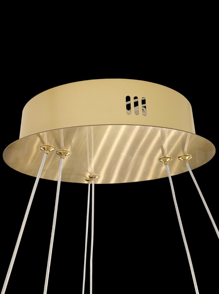 Eternity Double Tiered Satin Brass LED Pendant
