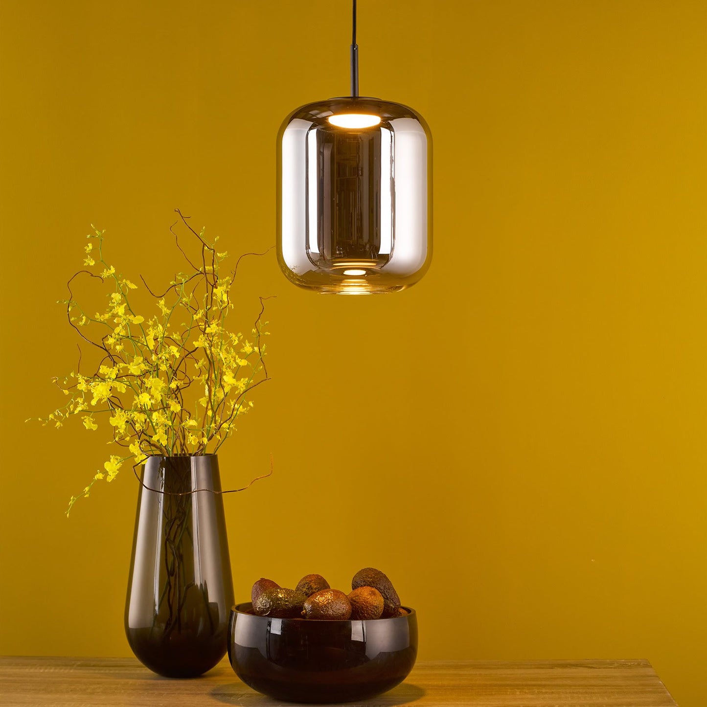 Jurek Pendant Satin Black and Smoked Glass LED