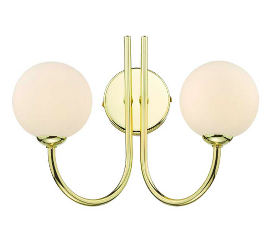 Jared 2 Light Wall Light Polished Gold and Opal Glass