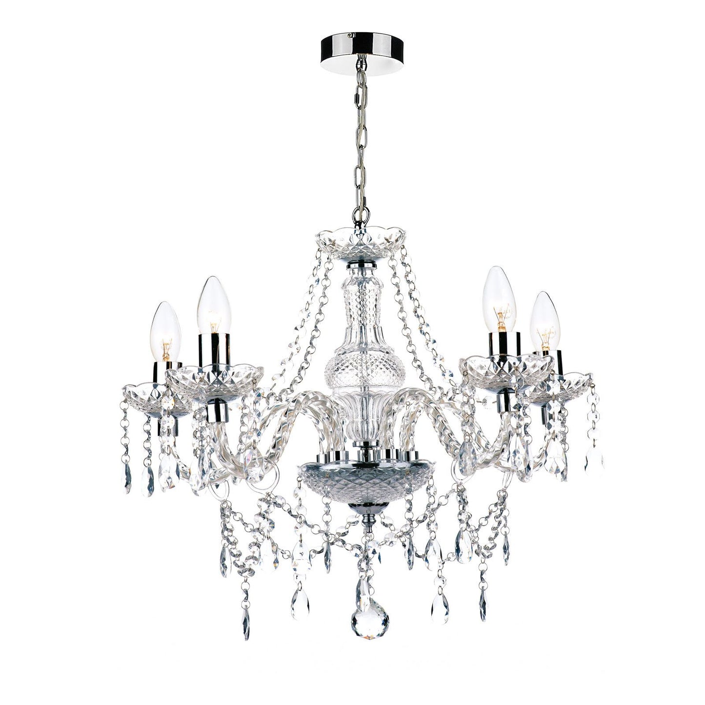 Katie 5 Light Chandelier Polished Chrome Acrylic Glass