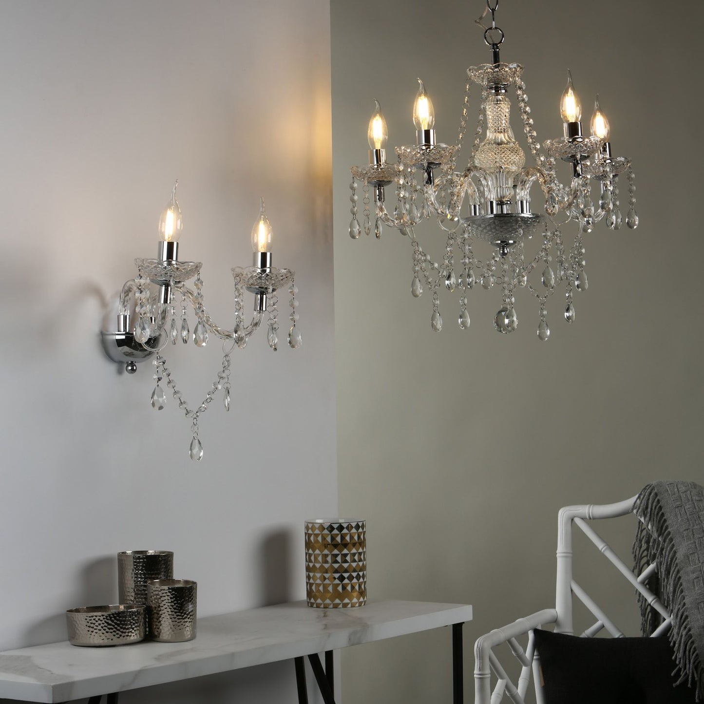 Katie 5 Light Chandelier Polished Chrome Acrylic Glass