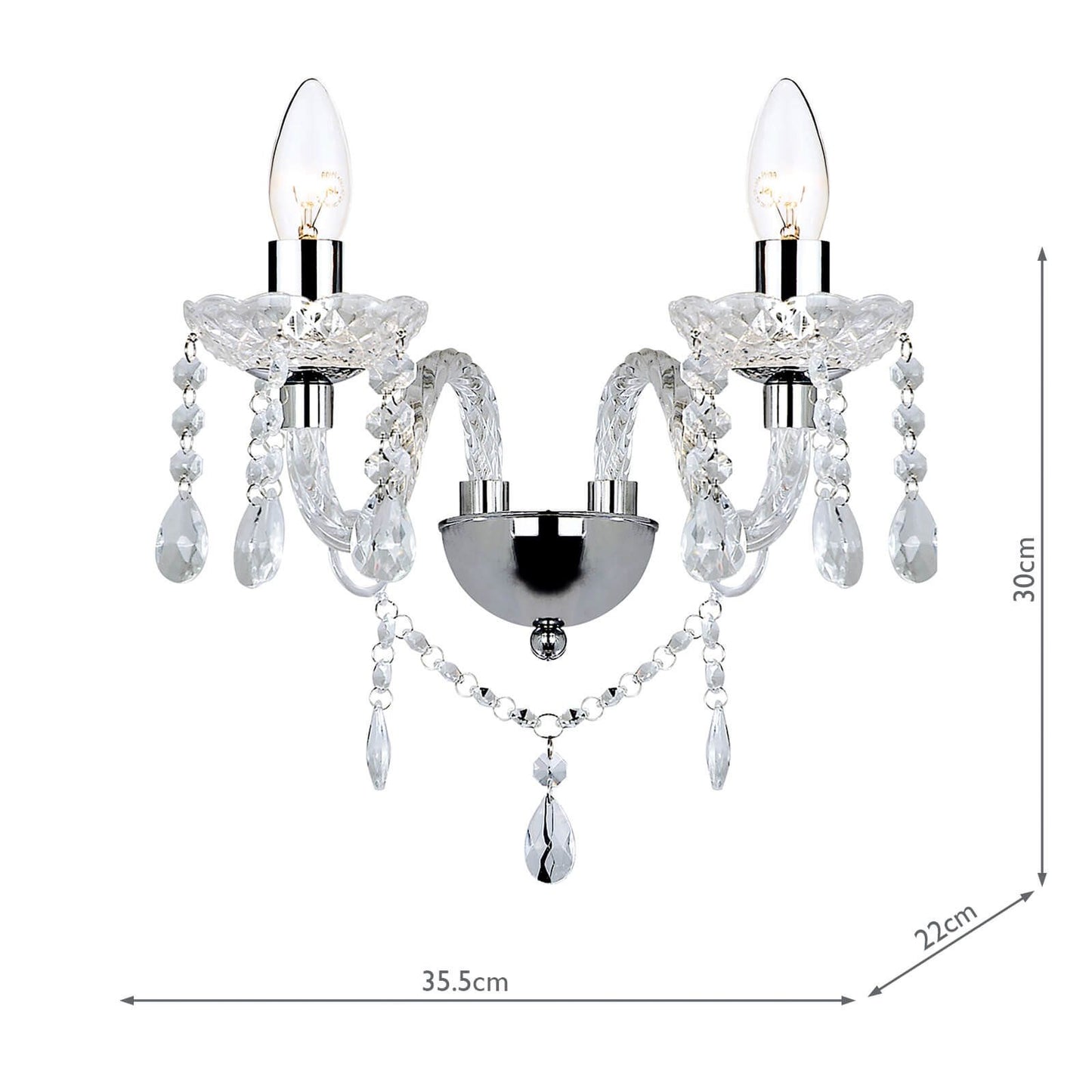 Katie Double Wall Bracket Polished Chrome Acrylic Glass