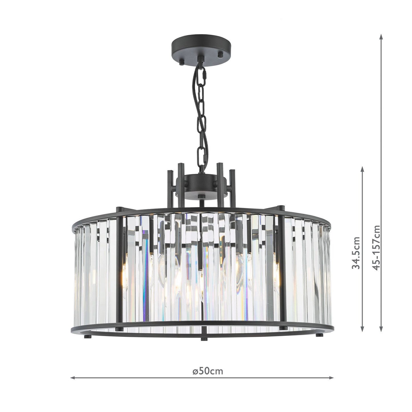 Kiran 5 Light Pendant Satin Black and Crystal