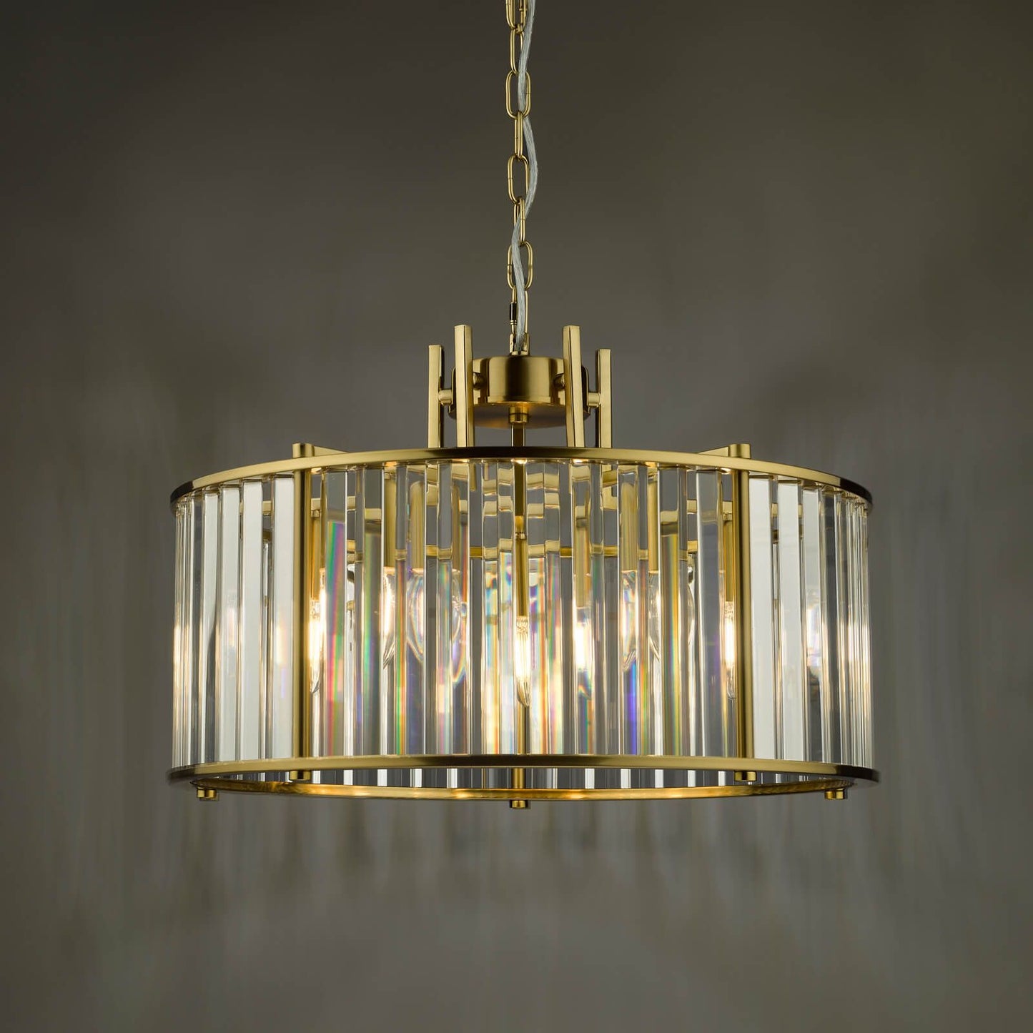 Kiran 5 Light Pendant Natural Brass and Crystal