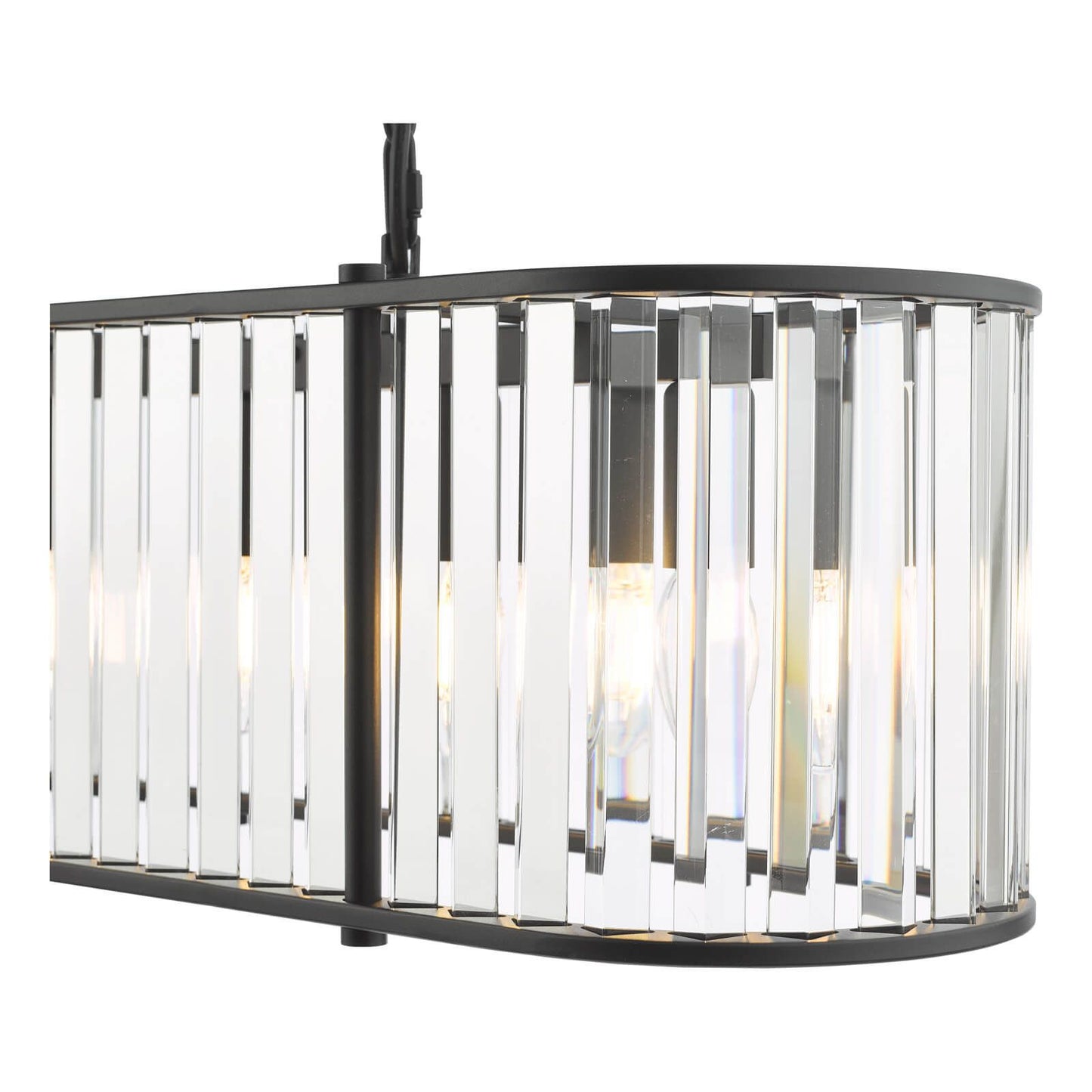 Kiran 7 Light Bar Pendant Satin Black and Crystal