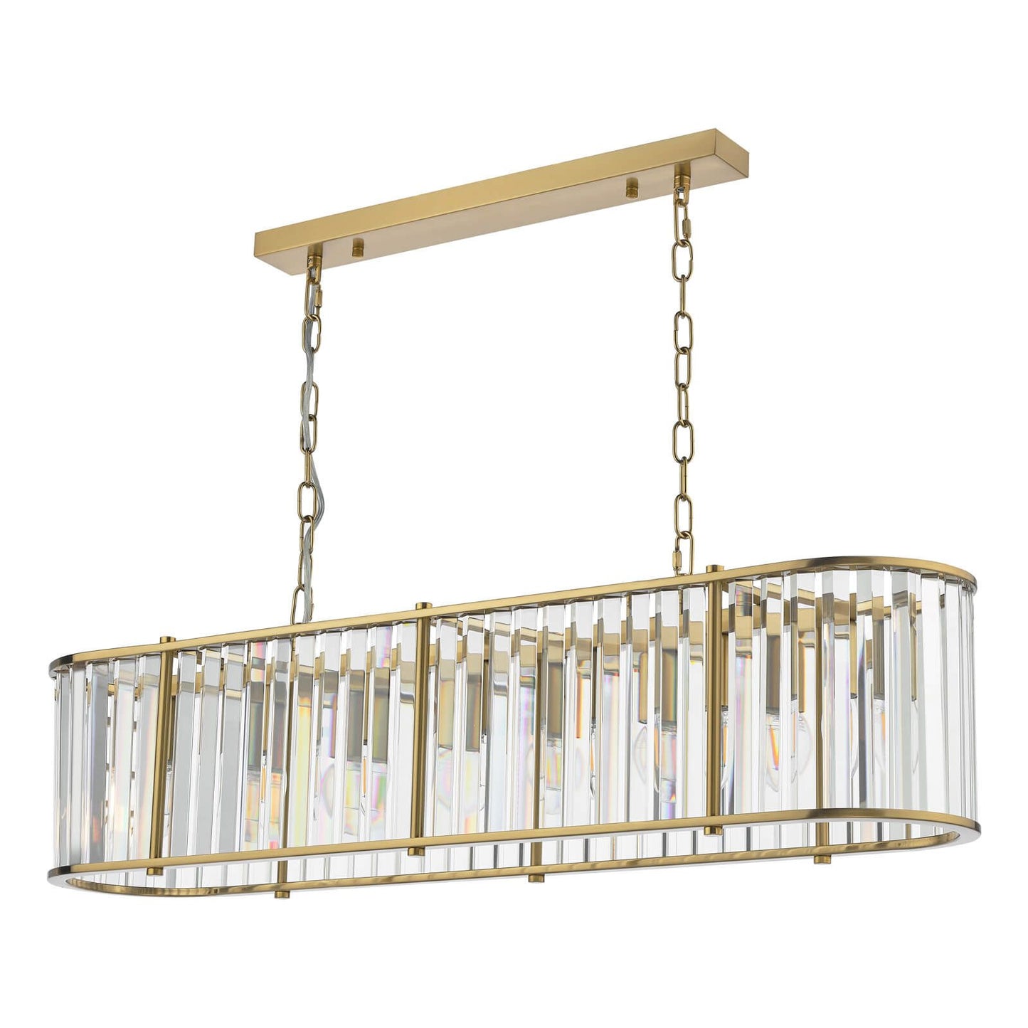 Kiran 7 Light Bar Pendant Natural Brass and Crystal