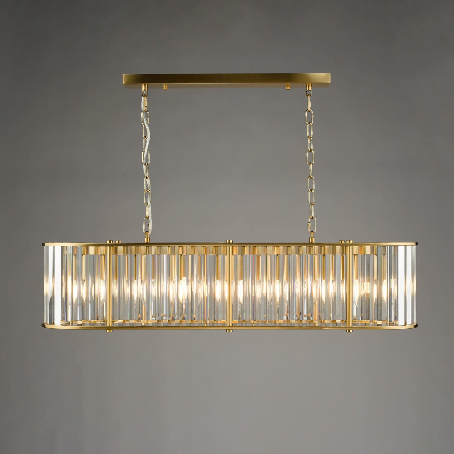 Kiran 7 Light Bar Pendant Natural Brass and Crystal