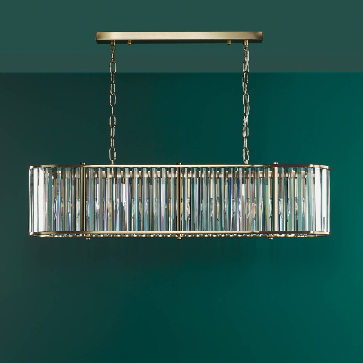 Kiran 7 Light Bar Pendant Natural Brass and Crystal