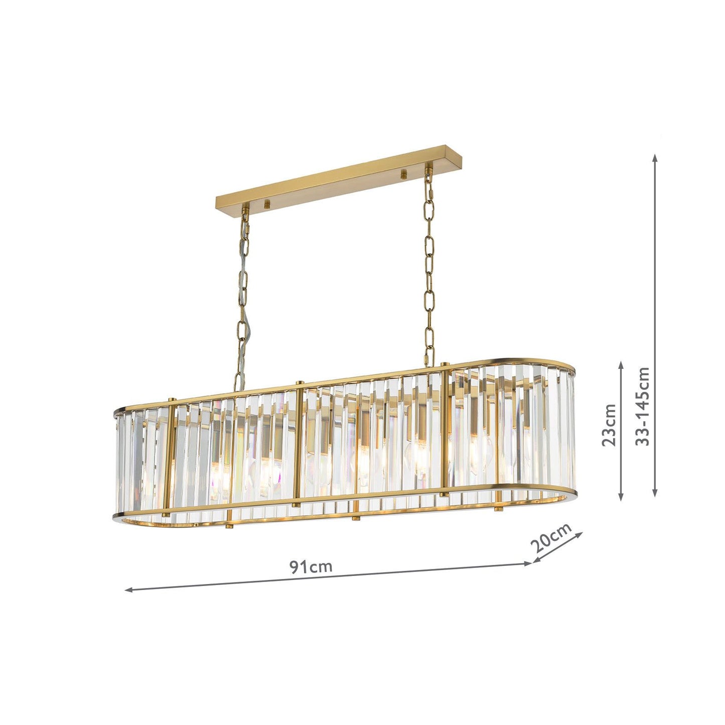 Kiran 7 Light Bar Pendant Natural Brass and Crystal