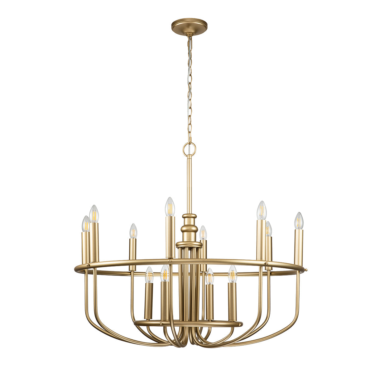 Capitol Hill 1 Light 2 Light Chandelier – Painted Natural Brass (Stock ETA)