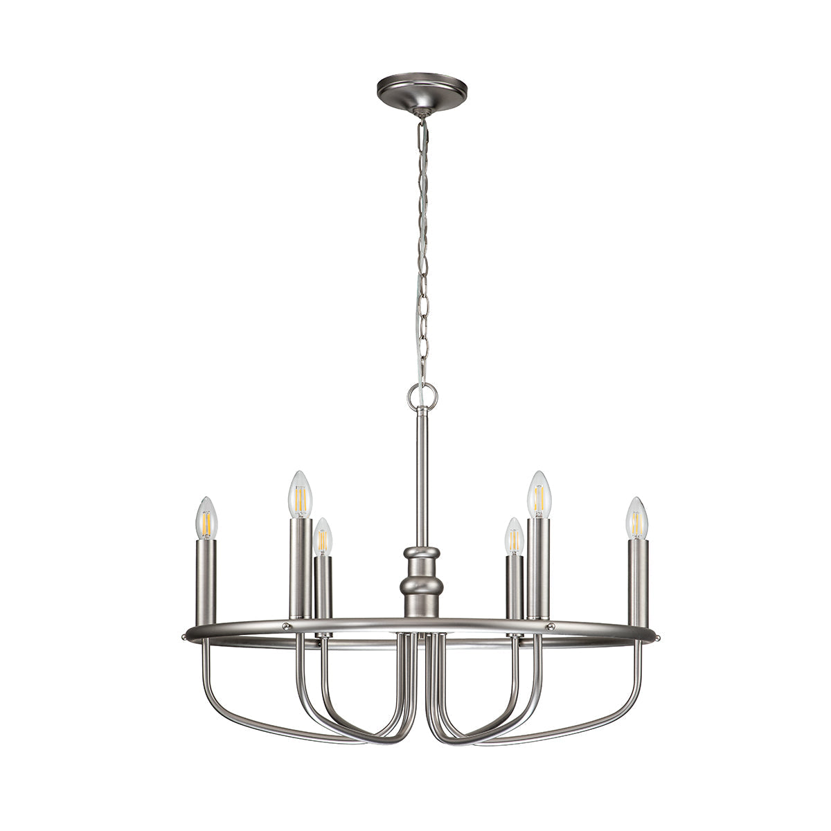 Capitol Hill 6 Chandelier – Brushed Nickel (Stock ETA)