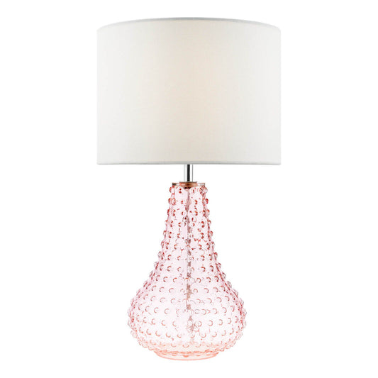 Kristina Table Lamp Pink Glass With Shade