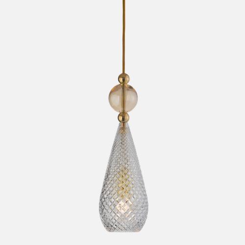 Smykke Pendant lamp M Crystal check Golden smoke ball