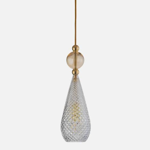 Smykke Pendant lamp M Crystal check Golden smoke ball