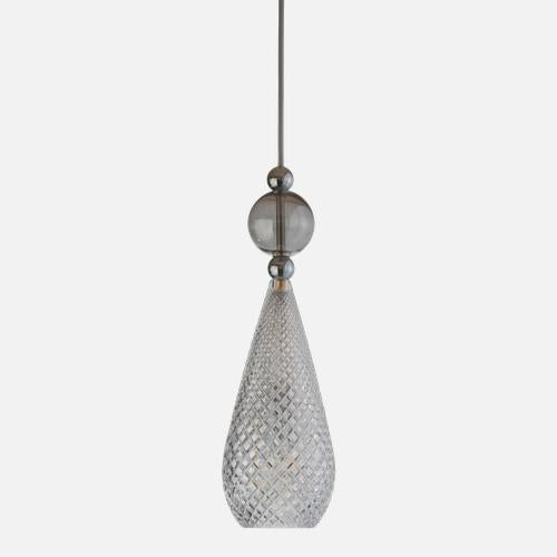 Smykke Pendant lamp M Crystal check Smokey grey ball