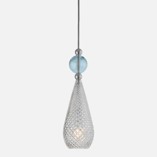 Smykke Pendant lamp M Crystal check Topaz blue ball